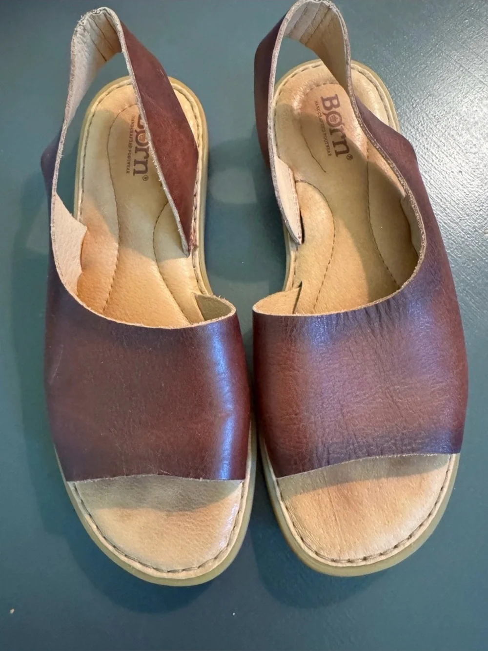 Born Inlet Brown Leather Slingback Comfort Sandals Size 7 EUC